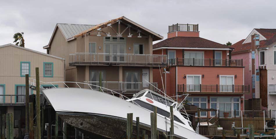 Planes floating on flooded tarmac at Houston airport