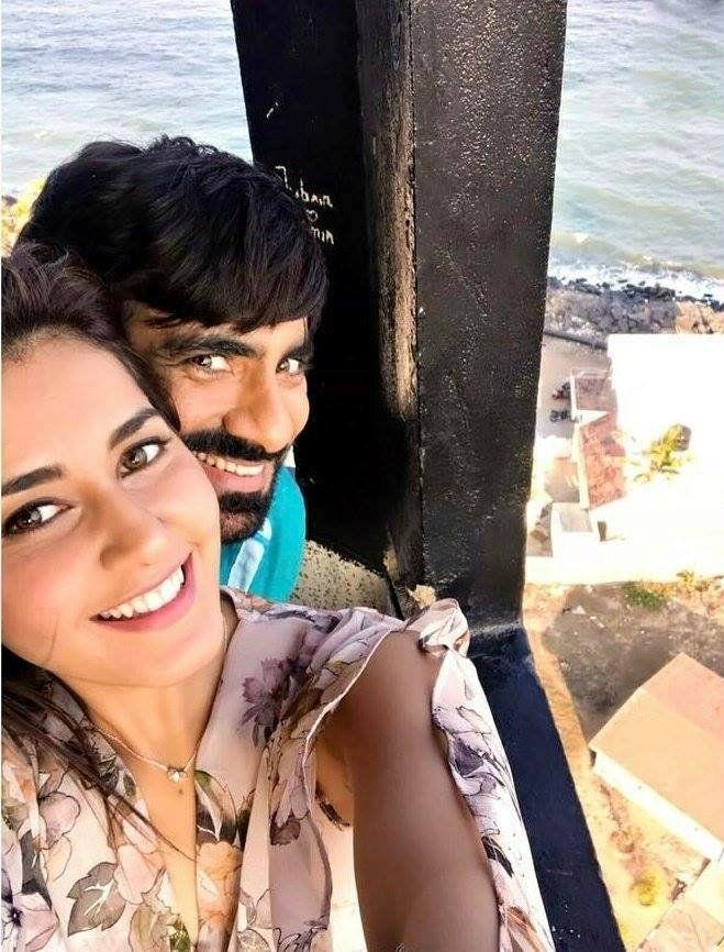 RaashiKhanna clicks selfie with RaviTeja on the sets of RajaTheGreat