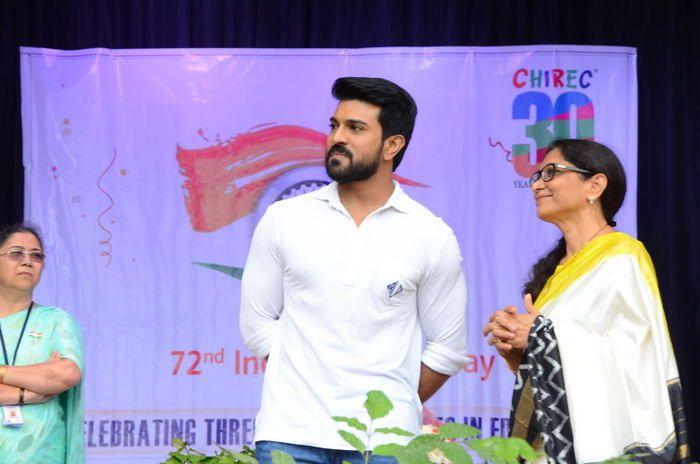 Ram Charan Celebrates Independence Day at Chirec School