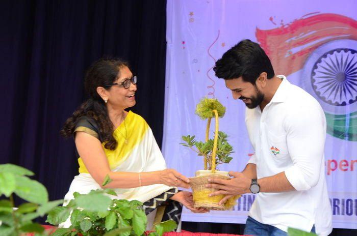 Ram Charan Celebrates Independence Day at Chirec School