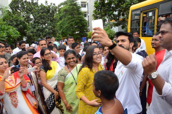 Ram Charan Celebrates Independence Day at Chirec School