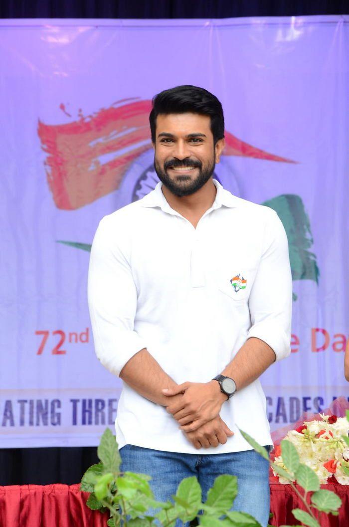 Ram Charan Celebrates Independence Day at Chirec School