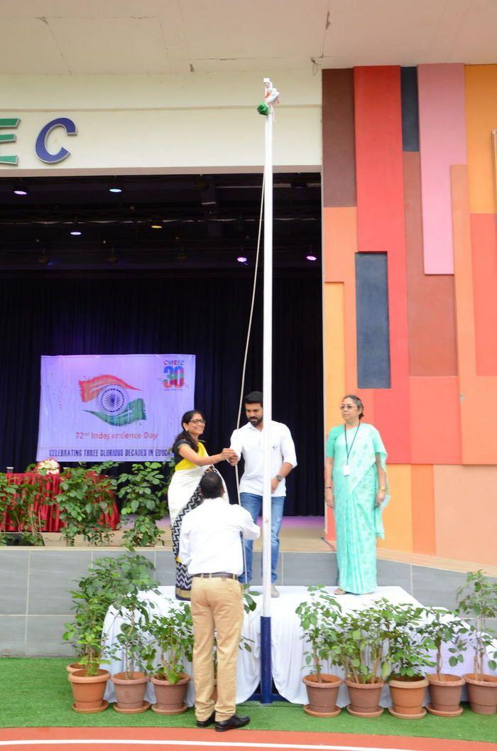 Ram Charan Celebrates Independence Day at Chirec School