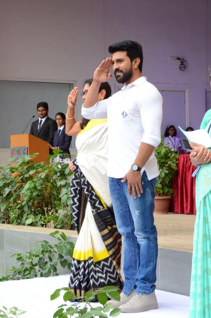 Ram Charan Celebrates Independence Day at Chirec School