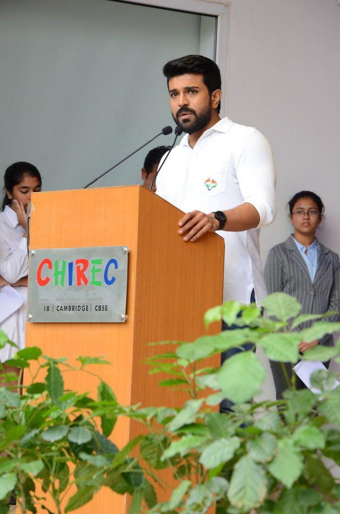 Ram Charan Celebrates Independence Day at Chirec School