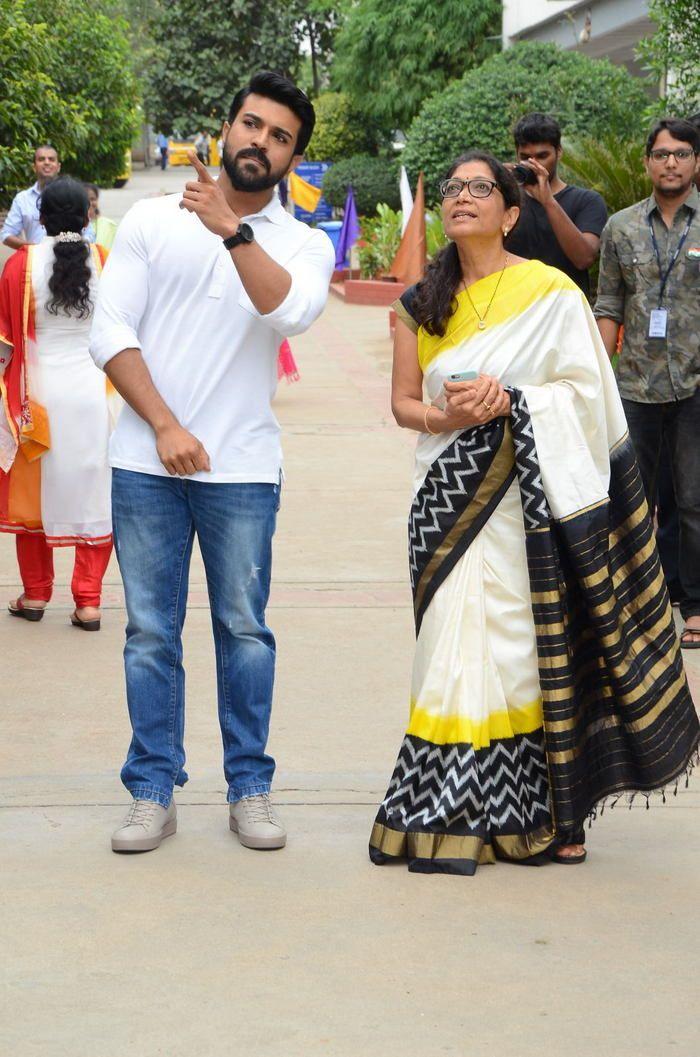 Ram Charan Celebrates Independence Day at Chirec School