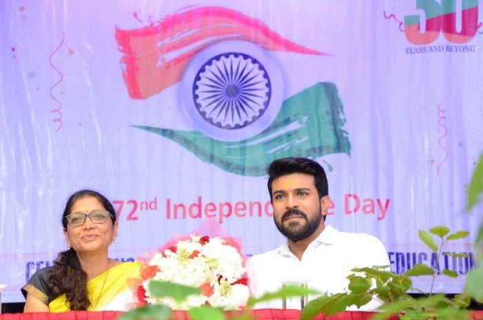 Ram Charan Celebrates Independence Day at Chirec School