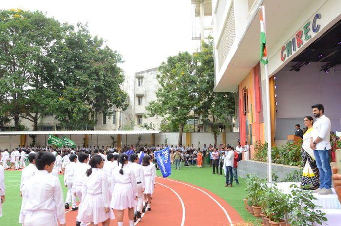 Ram Charan Celebrates Independence Day at Chirec School