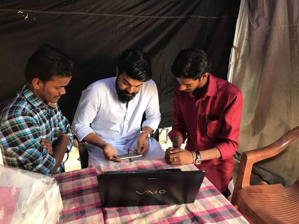 Ramcharan with fans at Rangasthalam Sets Today Photos