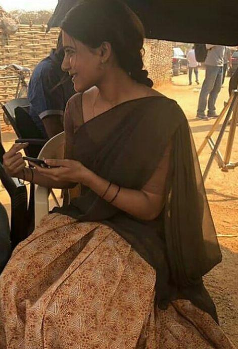 Samantha from the sets of Rangasthalam 1985 Movie