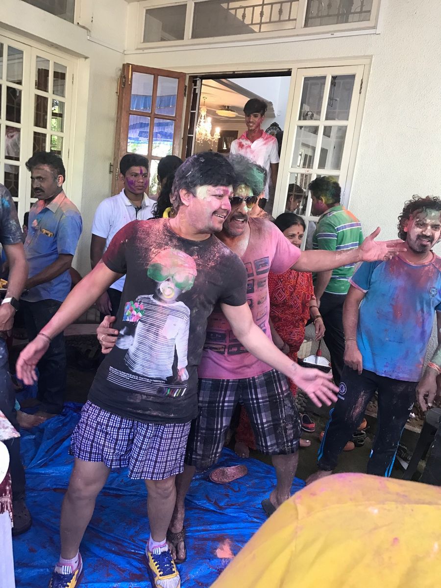 Sanjjana and Upendra at Holi Bash Pics