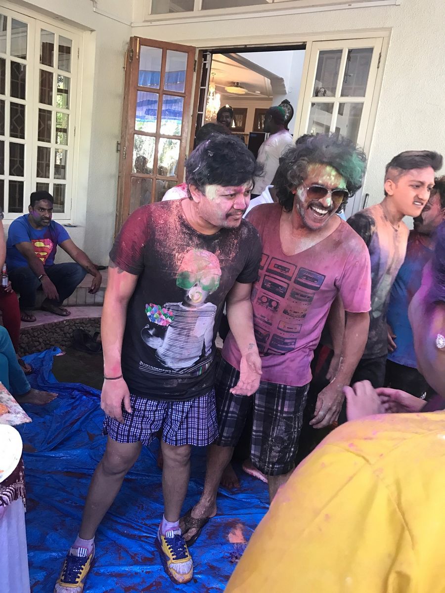 Sanjjana and Upendra at Holi Bash Pics