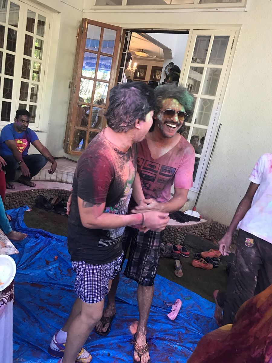 Sanjjana and Upendra at Holi Bash Pics