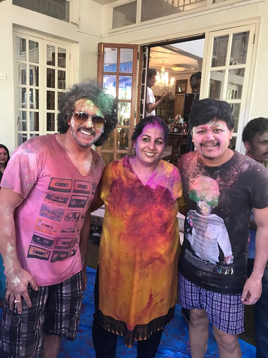 Sanjjana and Upendra at Holi Bash Pics