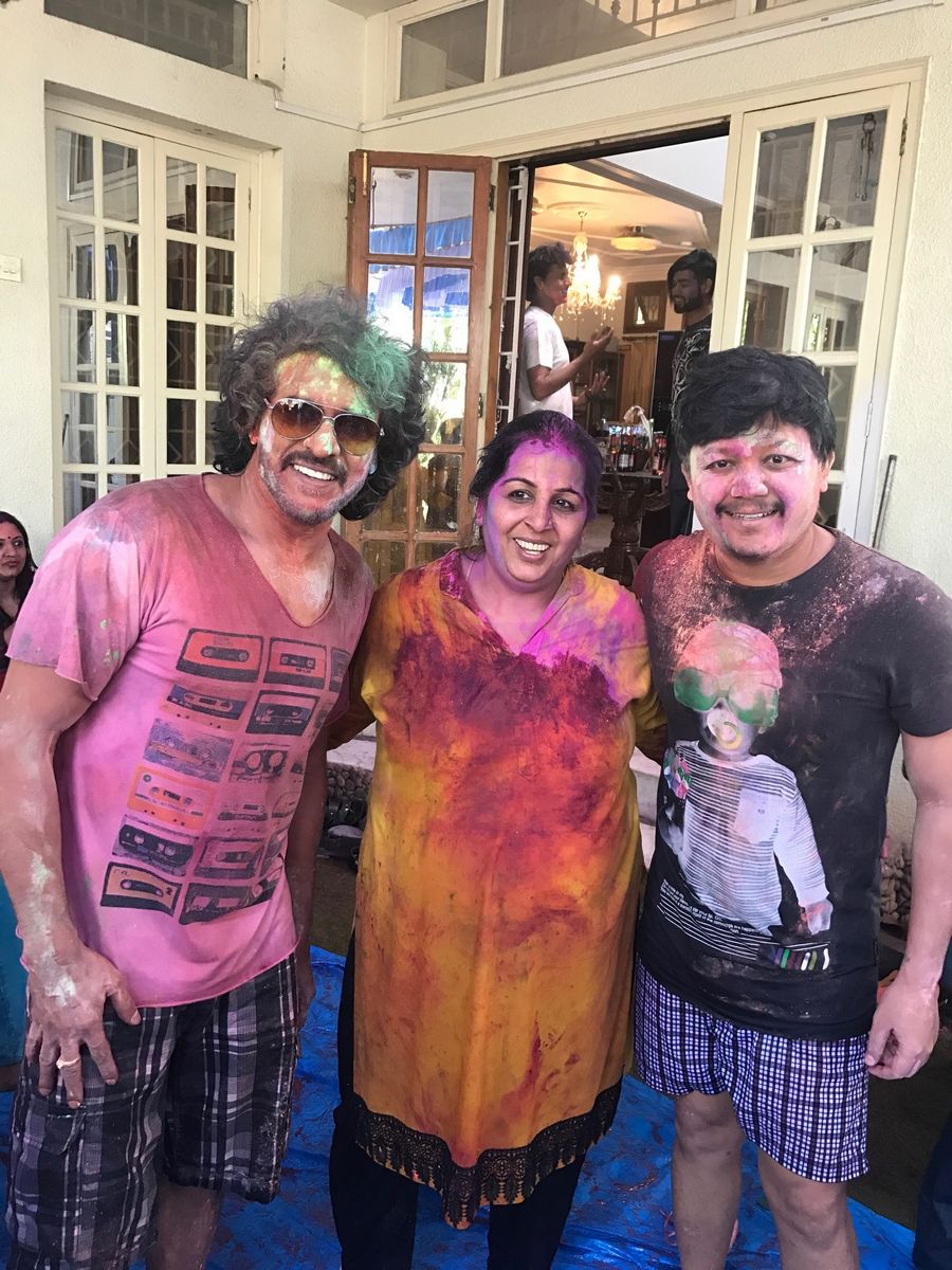 Sanjjana and Upendra at Holi Bash Pics