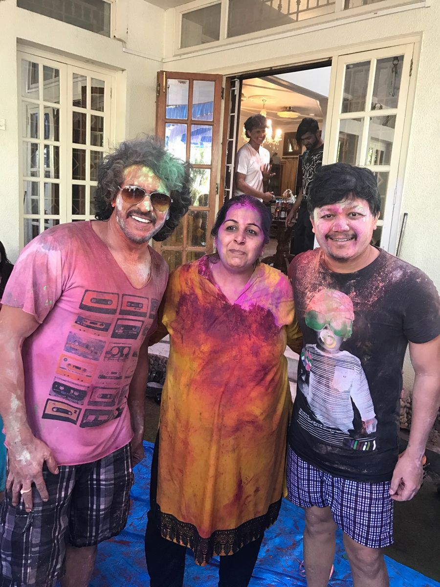 Sanjjana and Upendra at Holi Bash Pics