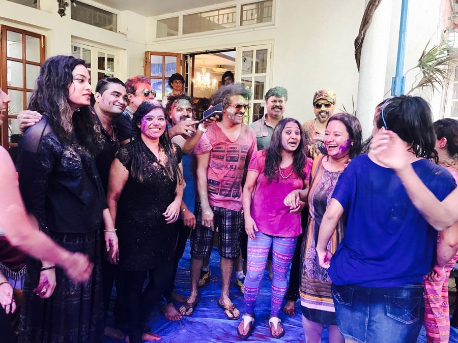 Sanjjana and Upendra at Holi Bash Pics