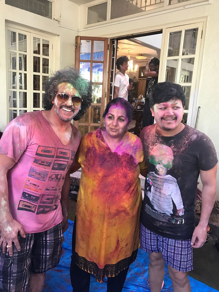 Sanjjana and Upendra at Holi Bash Pics