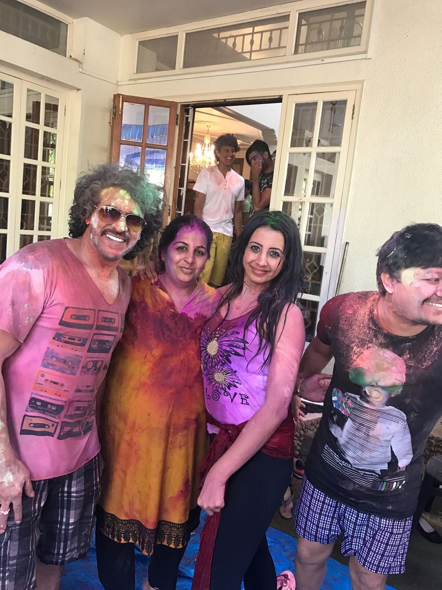 Sanjjana and Upendra at Holi Bash Pics