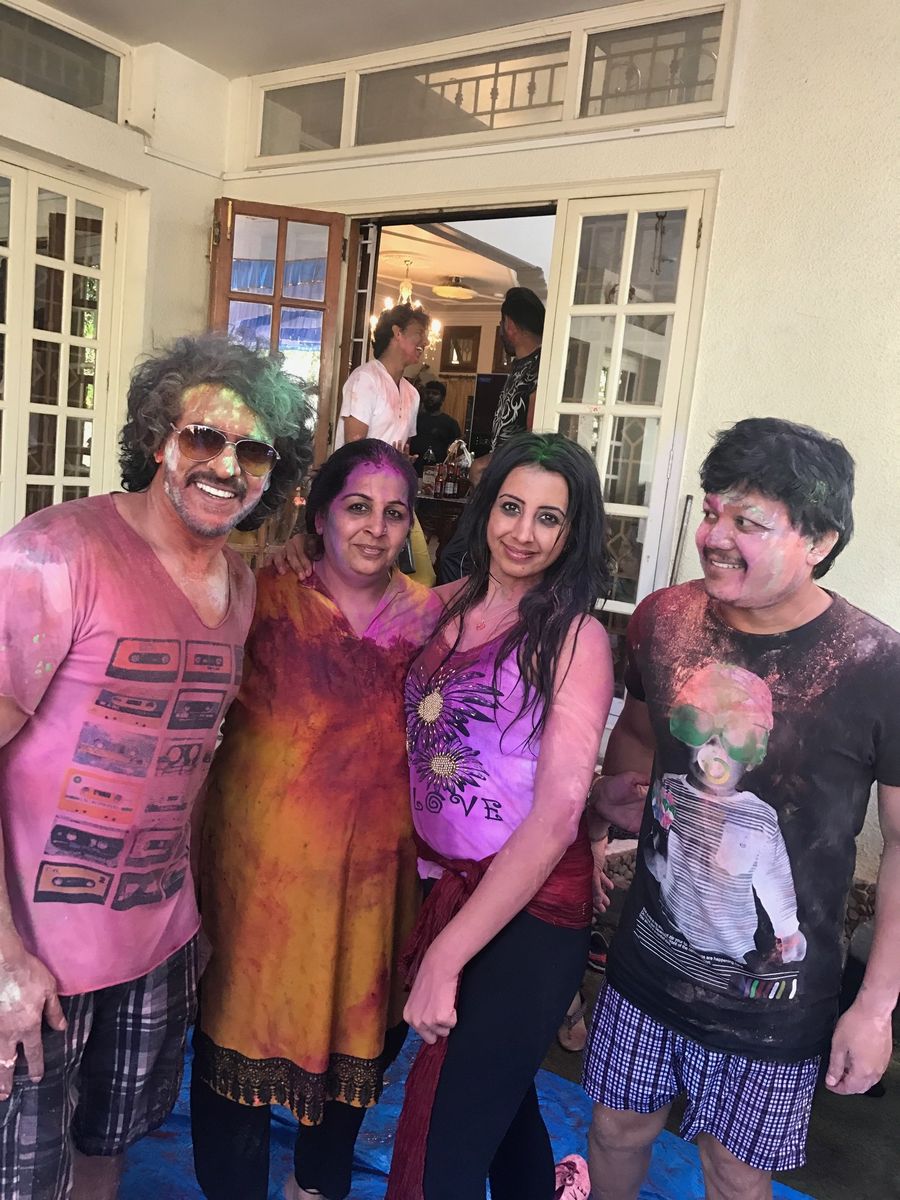 Sanjjana and Upendra at Holi Bash Pics