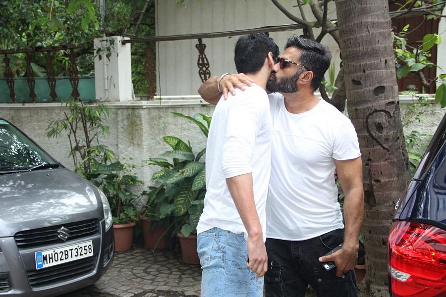 Suniel Shetty with son Ahan was spotted at Sajid Nadiadwala Residence