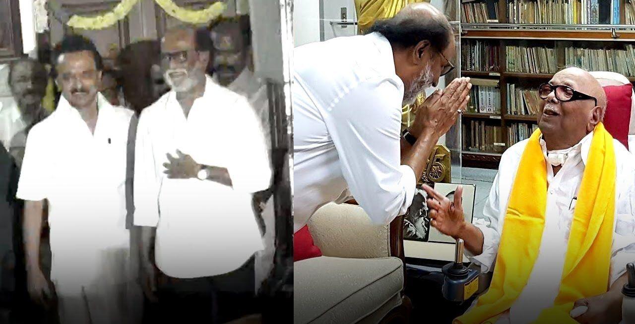 Superstar Rajinikanth meets Kalaignar Karunanidhi & Stalin Photos