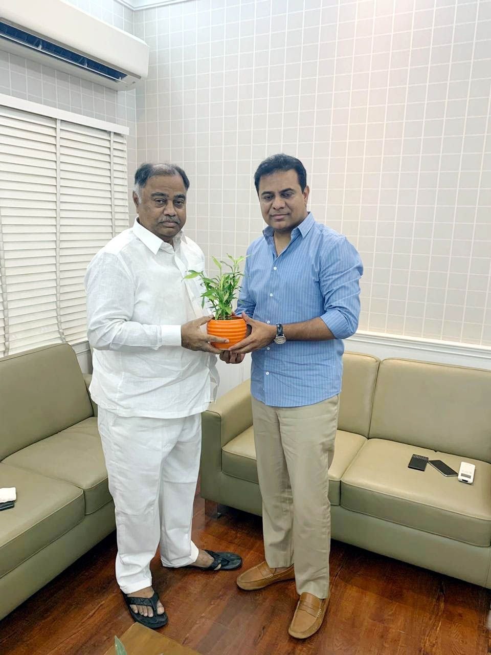 Telangana Congress MLA Upendar Reddy and KTR Photos