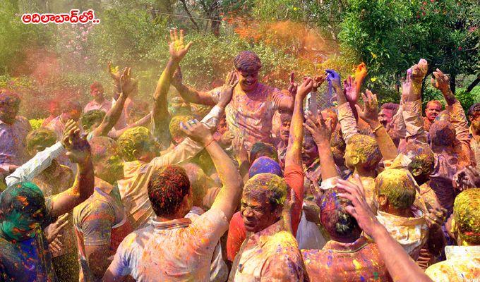 Telangana Holi 2018 Celebrations Photos