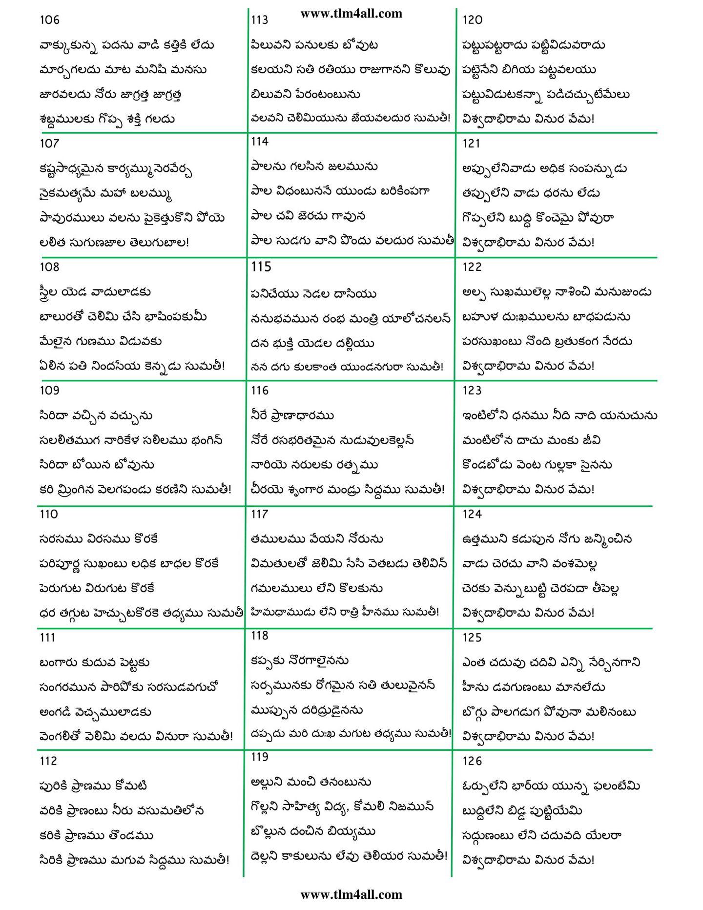 Telugu Moral Poems