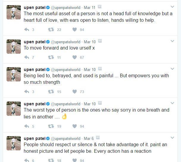 Upen Patel attacks ex-girlfriend Karishma Tanna in Twitter