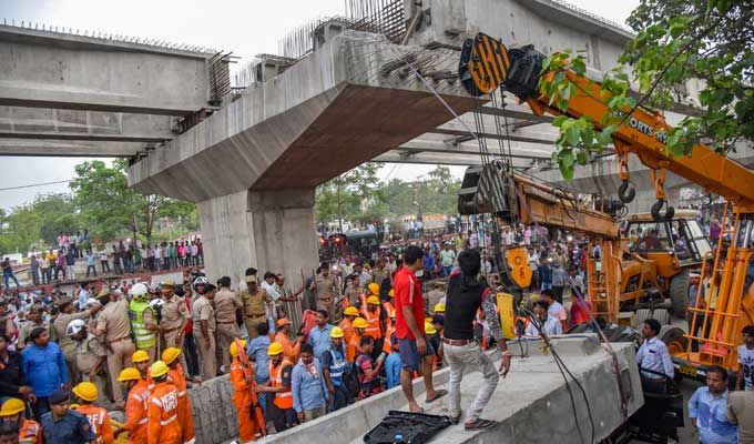 Varanasi Flyover Collapse Photos