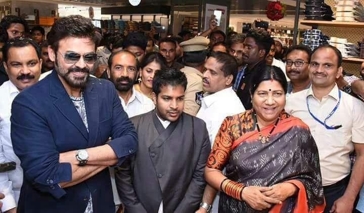 Victory Venkatesh Stylish stills in Shopping Mall Ad & Opening Clicks