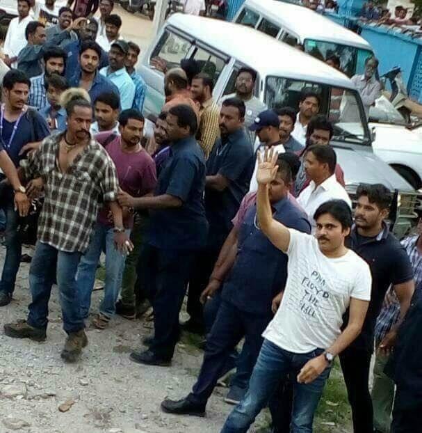 Working Stills of Pawan Kalyan from the sets of PSPK25
