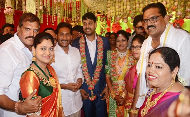 YS Jagan blesses the new bride and groom