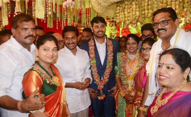 YS Jagan blesses the new bride and groom