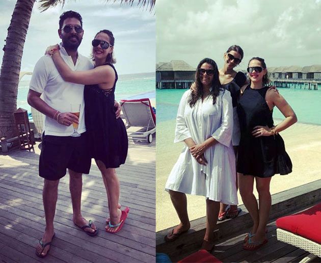 Yuvi, Zaheer, Nehra Families On Beach Vacation Photos