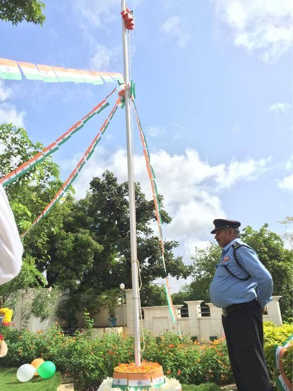 Allu Arvind & Allu Ayaan Flag Hosting Photos