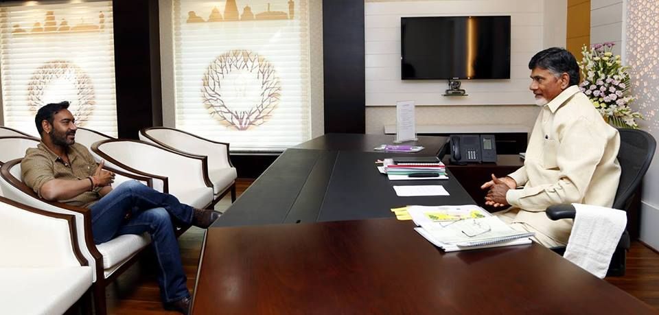 Bollywood actor Ajay Devgan spotted at Chandrababu Naidu Office