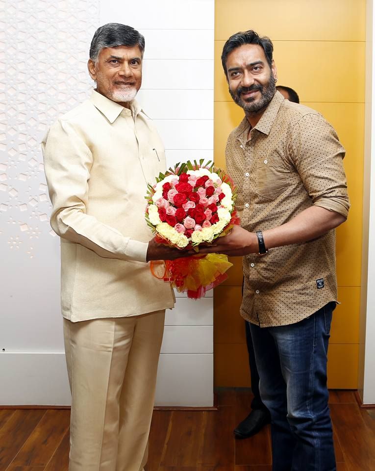 Bollywood actor Ajay Devgan spotted at Chandrababu Naidu Office