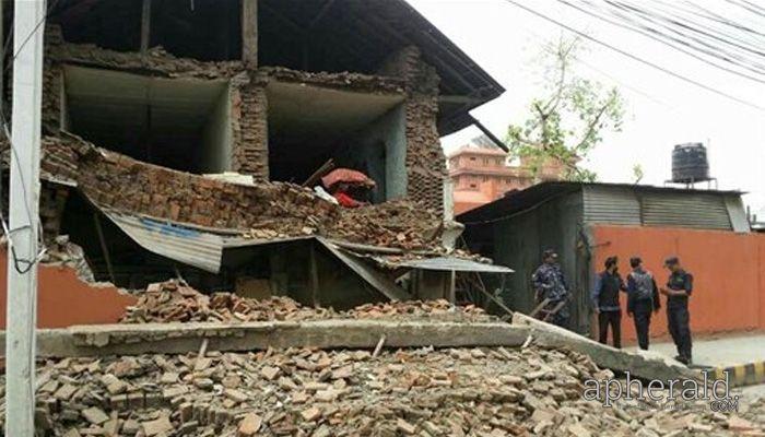 Buildings Collapses after Massive Earthquake Rock Nepal