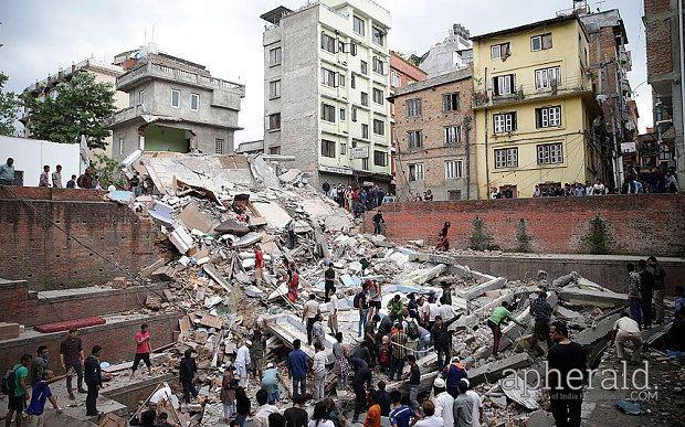 Buildings Collapses after Massive Earthquake Rock Nepal