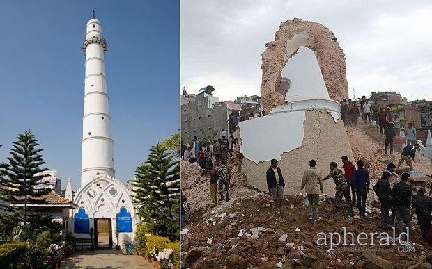 Buildings Collapses after Massive Earthquake Rock Nepal