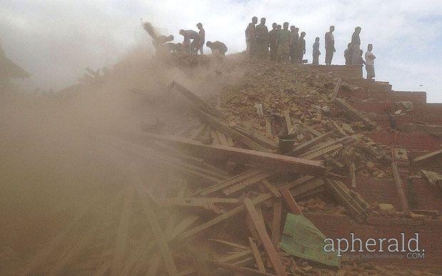 Buildings Collapses after Massive Earthquake Rock Nepal