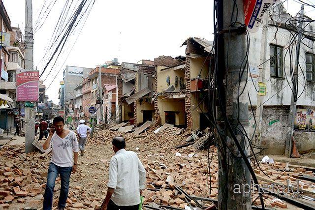 Buildings Collapses after Massive Earthquake Rock Nepal