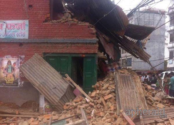 Buildings Collapses after Massive Earthquake Rock Nepal