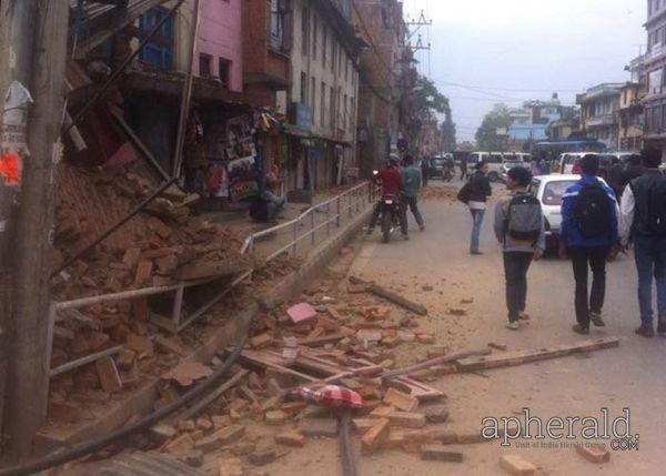 Buildings Collapses after Massive Earthquake Rock Nepal