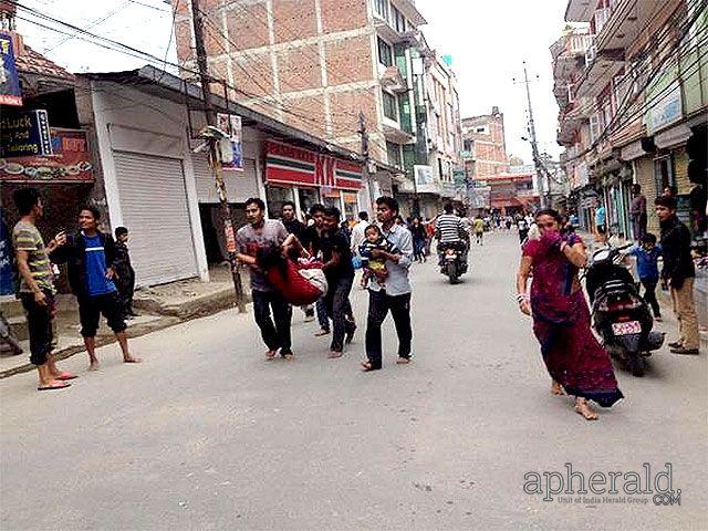 Buildings Collapses after Massive Earthquake Rock Nepal