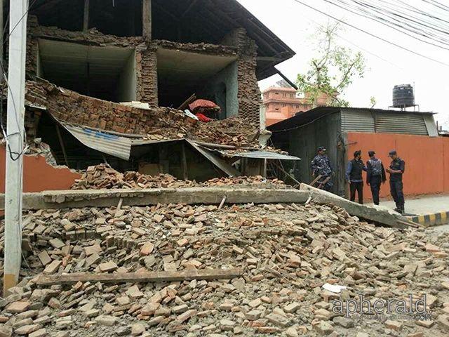 Buildings Collapses after Massive Earthquake Rock Nepal