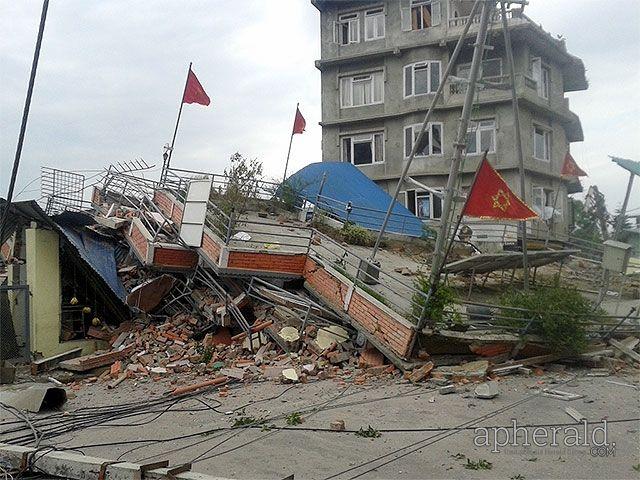 Buildings Collapses after Massive Earthquake Rock Nepal