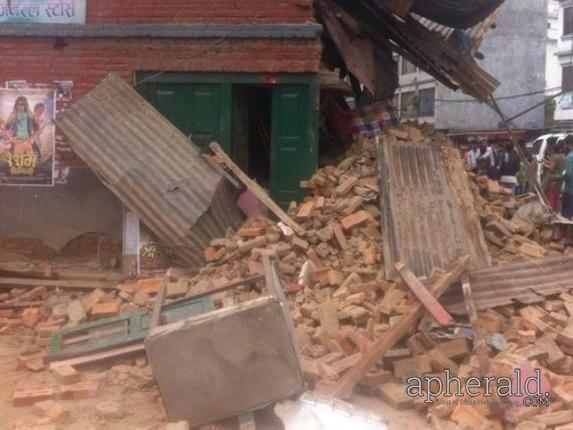 Buildings Collapses after Massive Earthquake Rock Nepal